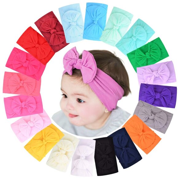 Adorable 20-Count Nylon Headbands for Infants - Colorful Hair Accessories - Picture 1 of 9